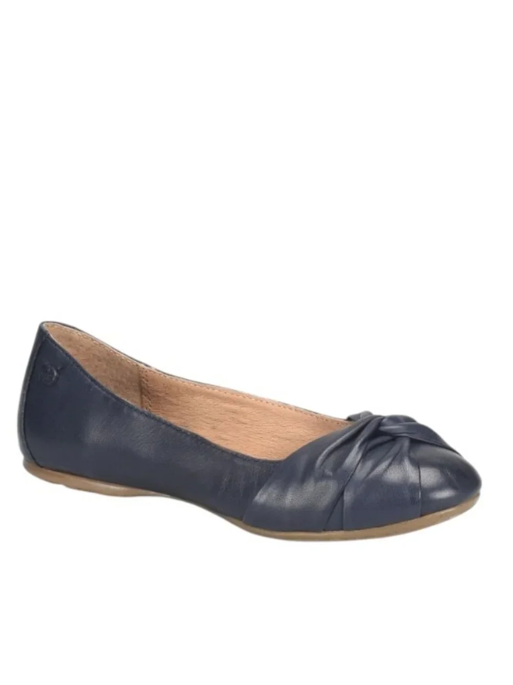 Born Women's Navy Lily Leather Wrap Knot Slip-On Ballet Flats Size 9M